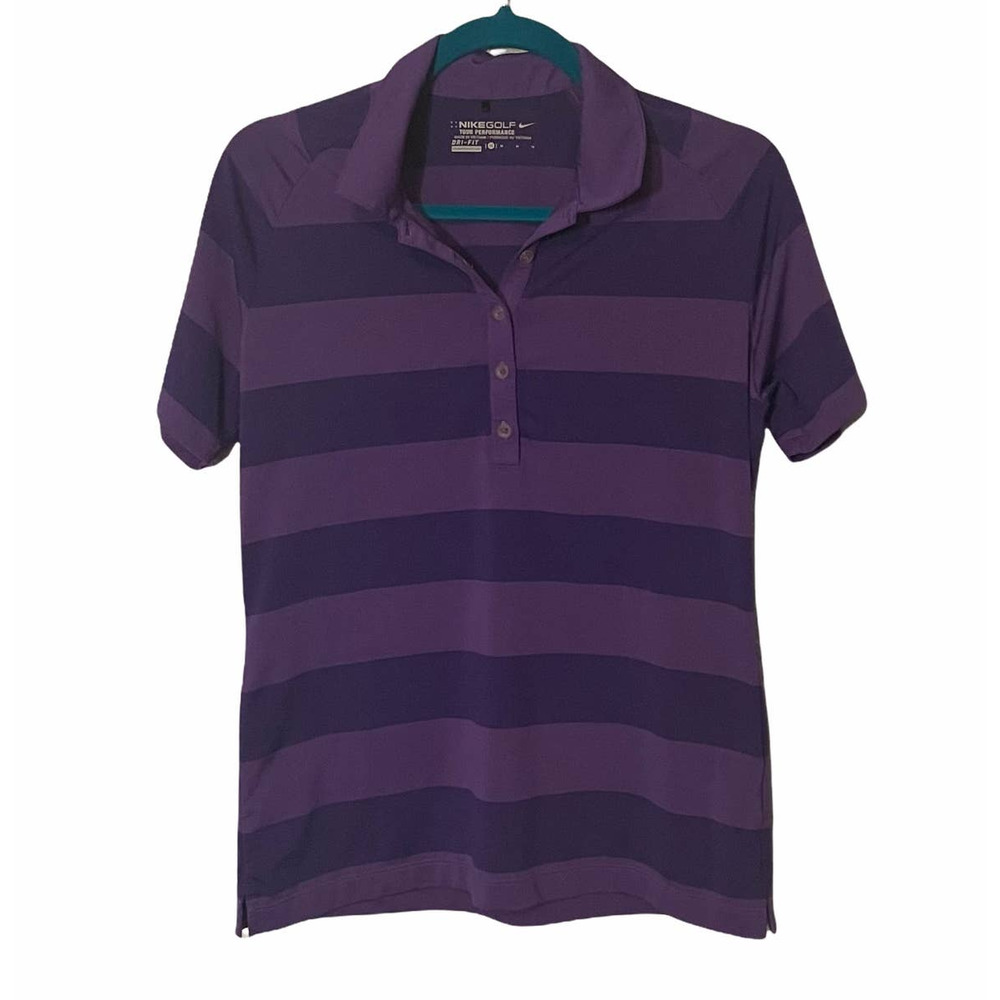 Nike Golf Dri-Fit purple striped polo top M